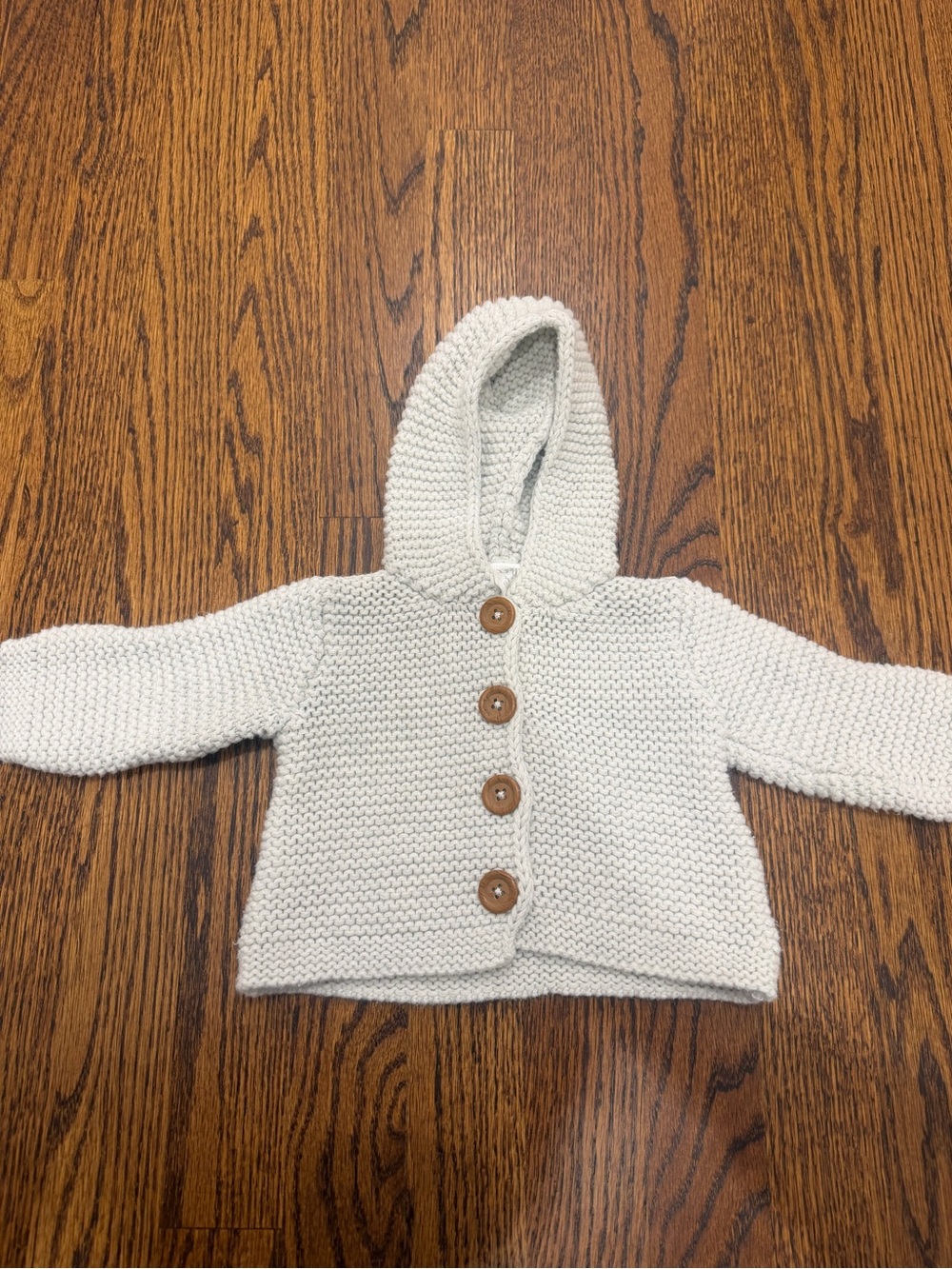 Nordstrom Cream Hooded Knit Button-Front Sweater